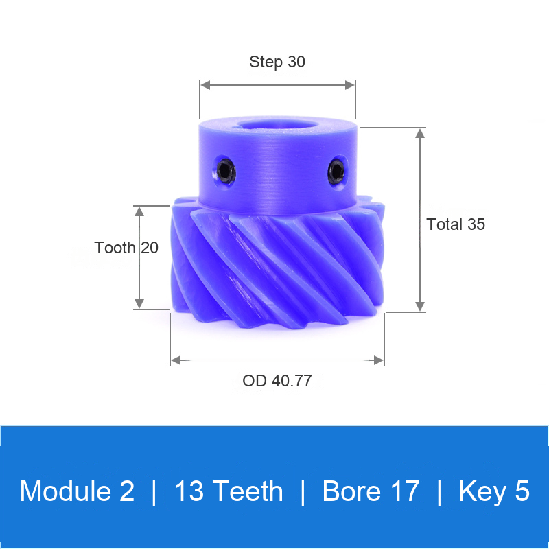 BOLTTE M2-Z13-B17-K5 blue nylon helical gear technical drawing