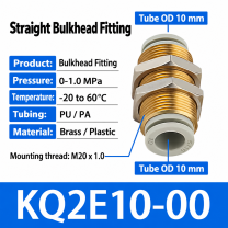 KQ2E10-00 bulkhead pneumatic fitting