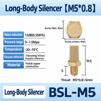 BSL-M5 / M5 x 0.8 / Long-body pneumatic component