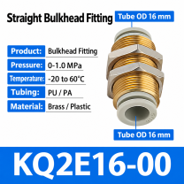 KQ2E16-00 bulkhead pneumatic fitting