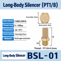 BSL-01 / PT 1/8 / Long-body pneumatic component