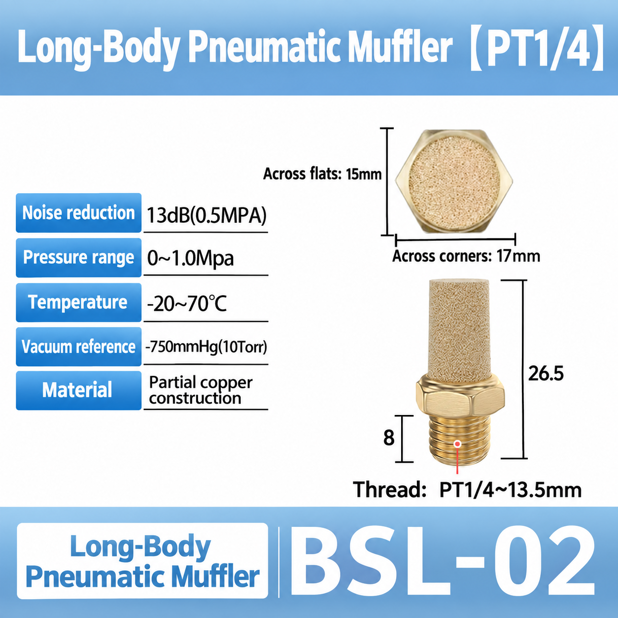 BSL-02 / PT 1/4 / Long-body pneumatic component