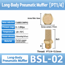 BSL-02 / PT 1/4 / Long-body pneumatic component