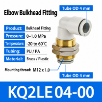 KQ2LE04-00 bulkhead pneumatic fitting
