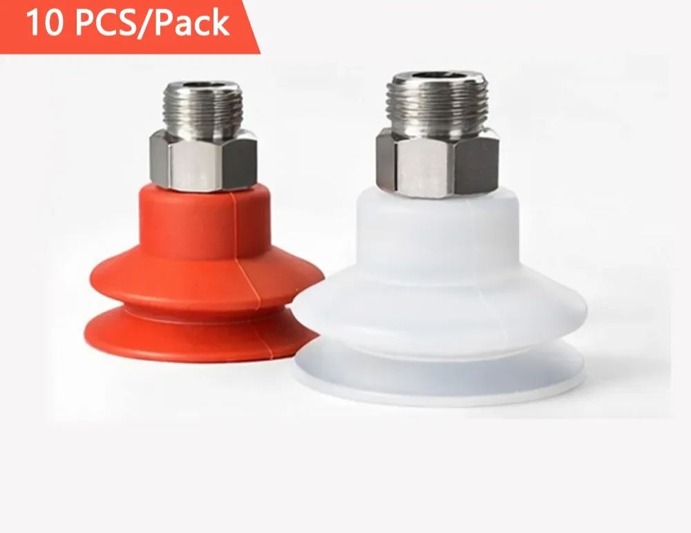 10PCS Pneumatic Vacuum Sucker with Fitting G1/8 Thread 8mm Mounting Hole Silicone Double Layers Injection Molding Machine Tools-BOLTTE