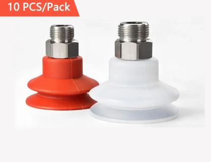 10PCS Pneumatic Vacuum Sucker with Fitting G1/8 Thread 8mm Mounting Hole Silicone Double Layers Injection Molding Machine Tools-BOLTTE