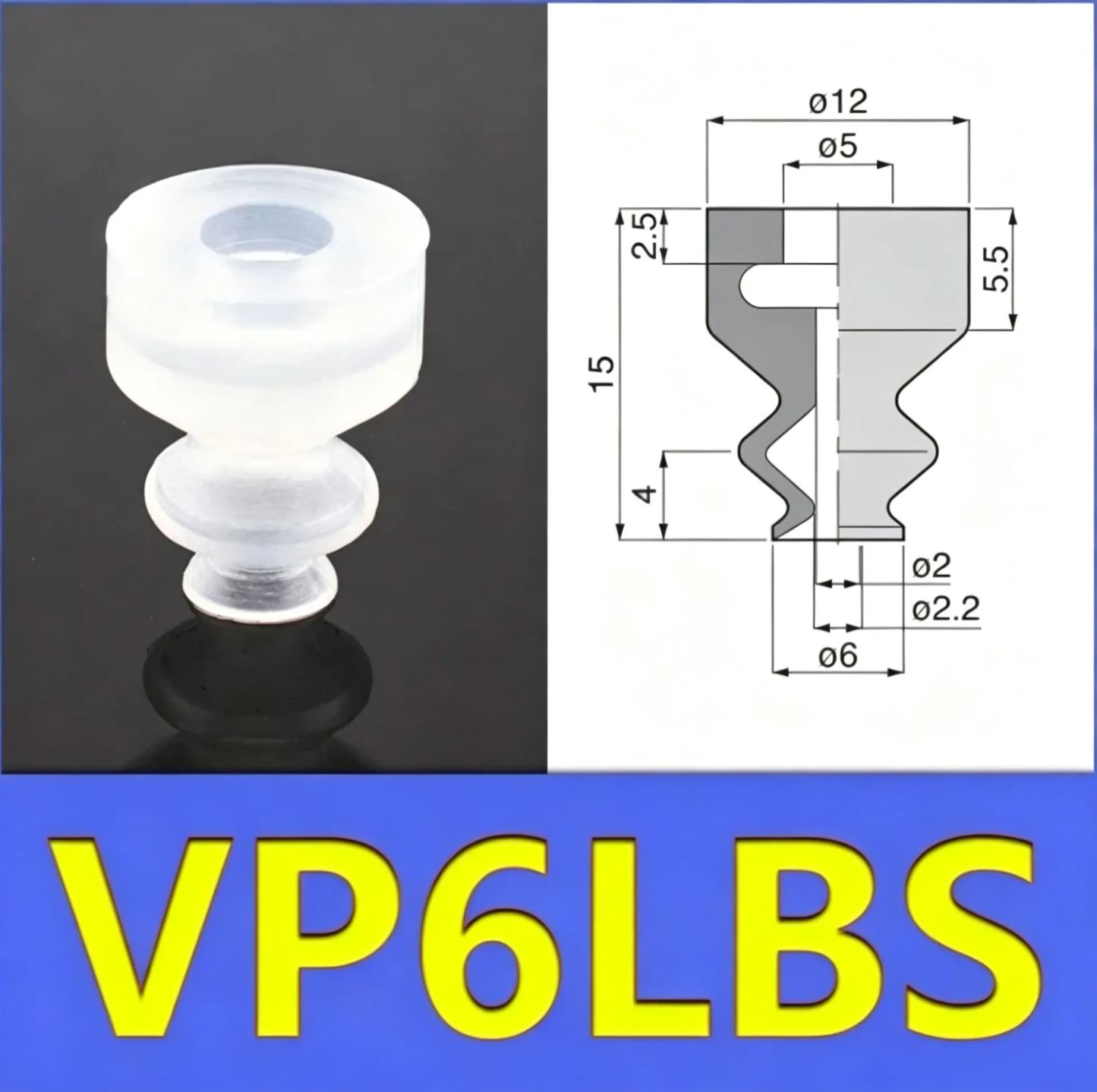 5pcs/pack VP-LB Series Vacuum Suction Cup VP6LBS Powerful Suction Nozzle Industrial Pneumatic Manipulator Parts-BOLTTE