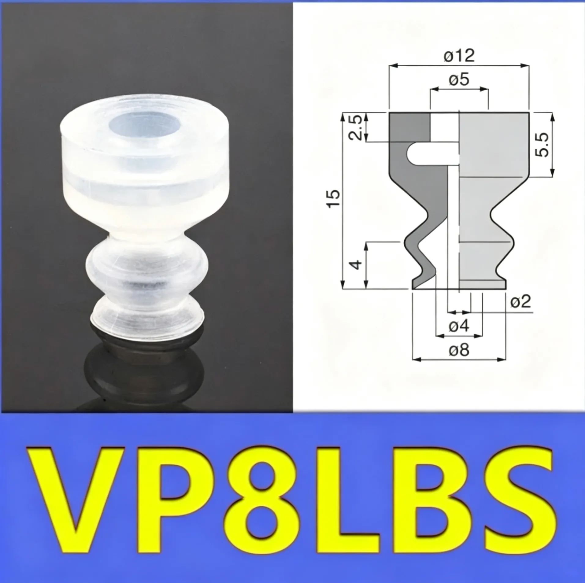 5pcs/pack VP-LB Series Vacuum Suction Cup VP6LBS Powerful Suction Nozzle Industrial Pneumatic Manipulator Parts-BOLTTE
