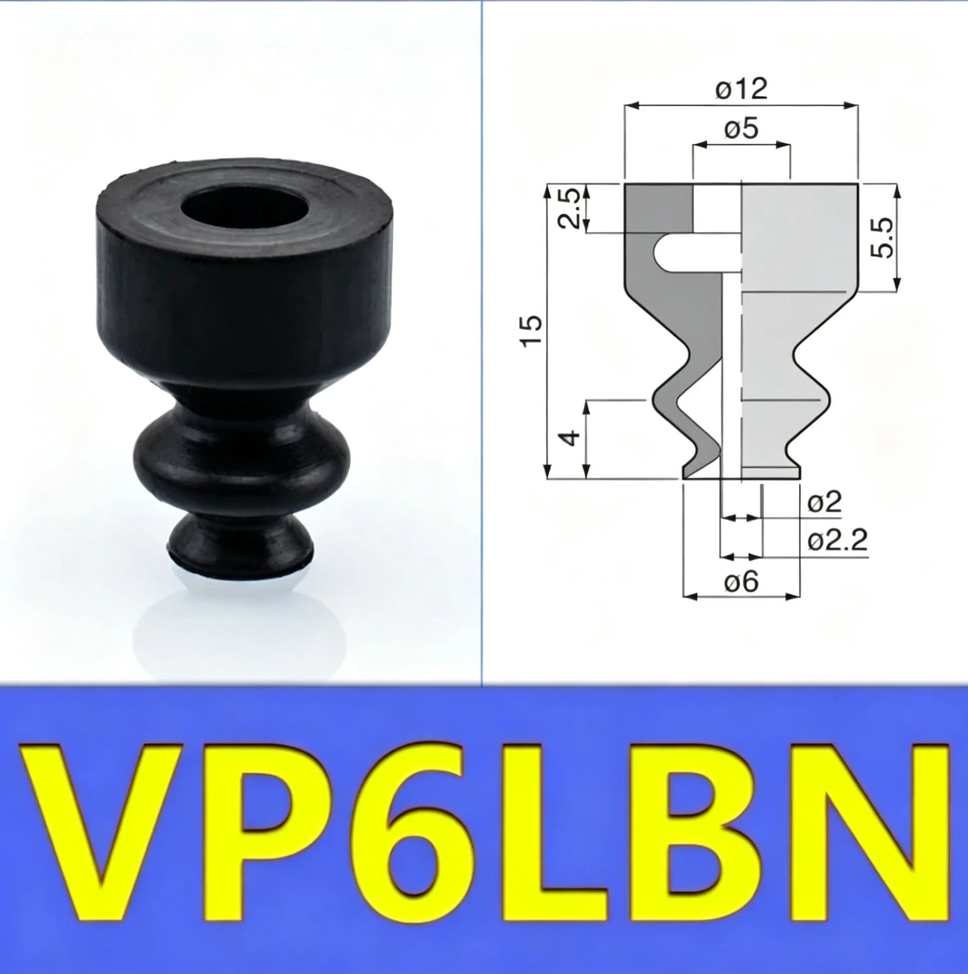 5pcs/pack VP-LB Series Vacuum Suction Cup VP6LBS Powerful Suction Nozzle Industrial Pneumatic Manipulator Parts-BOLTTE