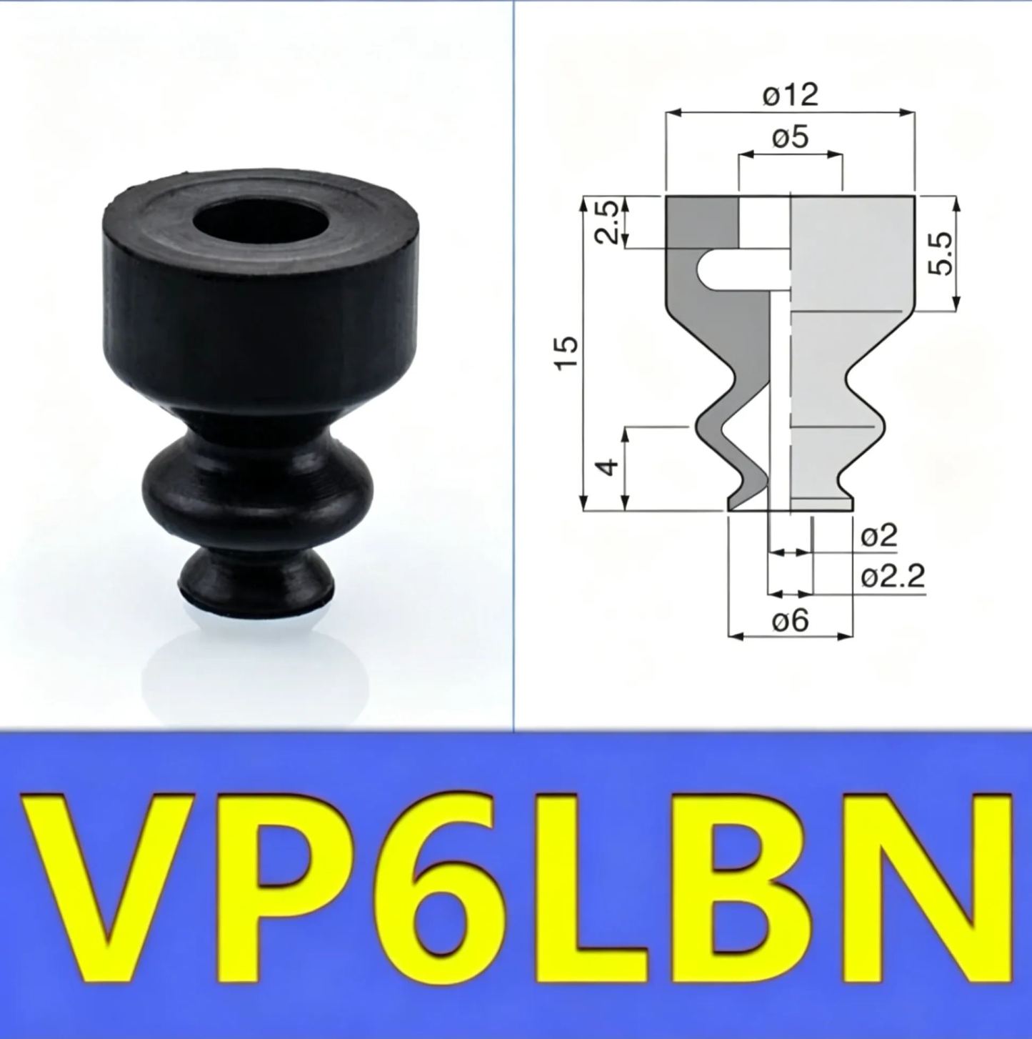5pcs/pack VP-LB Series Vacuum Suction Cup VP6LBS Powerful Suction Nozzle Industrial Pneumatic Manipulator Parts-BOLTTE