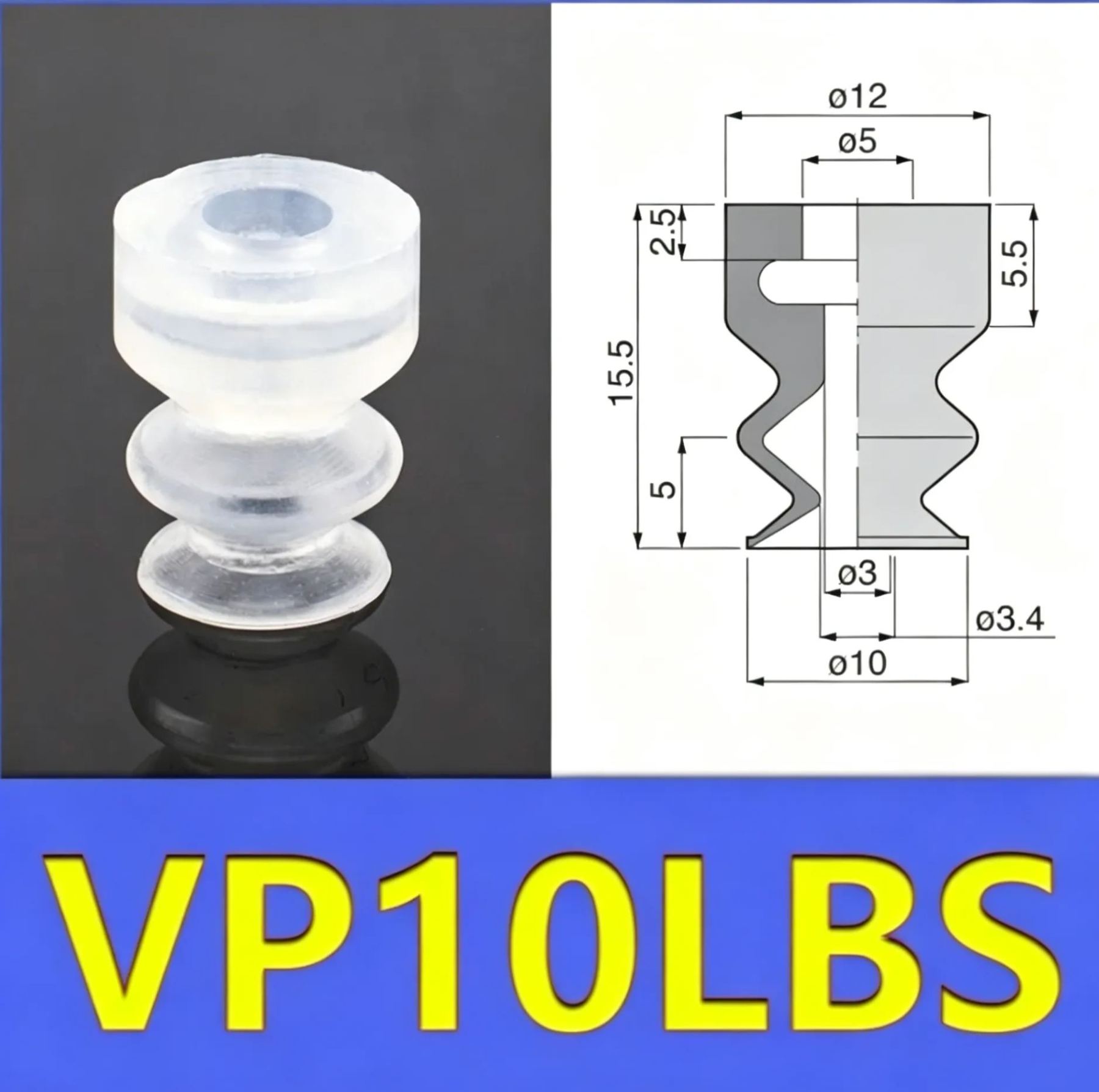 5pcs/pack VP-LB Series Vacuum Suction Cup VP6LBS Powerful Suction Nozzle Industrial Pneumatic Manipulator Parts-BOLTTE