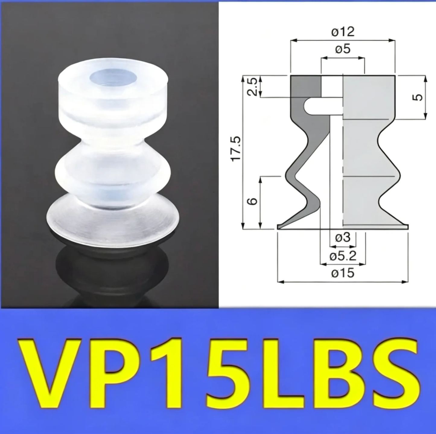 5pcs/pack VP-LB Series Vacuum Suction Cup VP6LBS Powerful Suction Nozzle Industrial Pneumatic Manipulator Parts-BOLTTE