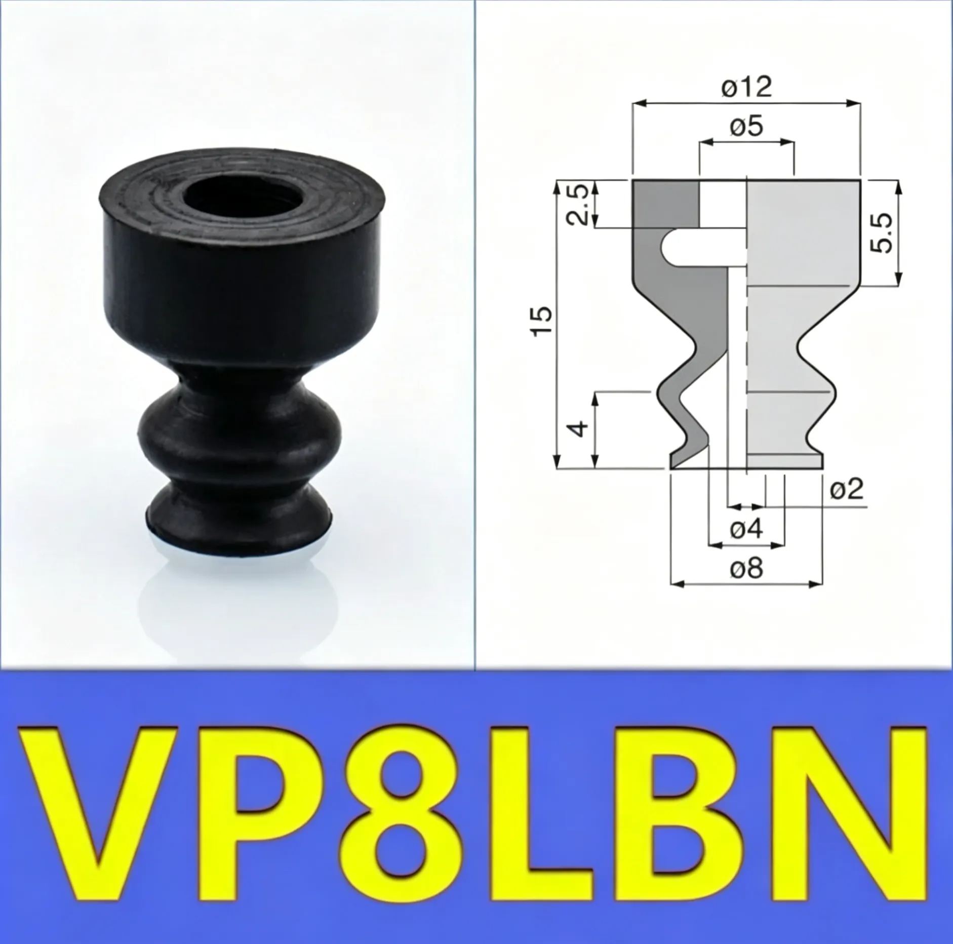 5pcs/pack VP-LB Series Vacuum Suction Cup VP6LBS Powerful Suction Nozzle Industrial Pneumatic Manipulator Parts-BOLTTE