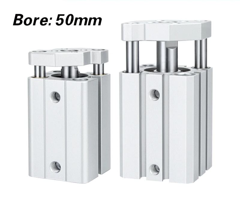  air cylinder CQMB/CDQMB bore 50mm double acting compact rod  guide pneumatic ram cylinder stroke 5/10/15/20/25/30mm