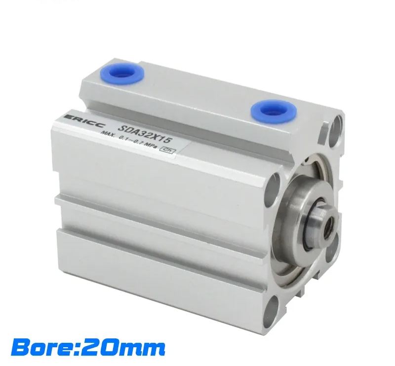 SDA 20mm series Pneumatic Compact air Cylinder Bore to 5 10 15 20 25 30 35 mm Stroke High quality double acting cylinder