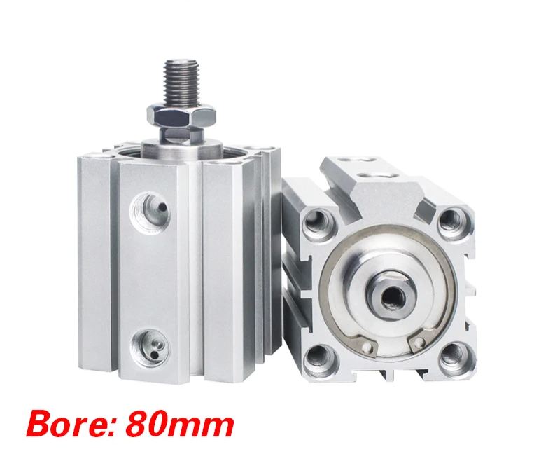 SDA80 series Pneumatic Compact air Cylinder Bore to 5 10 15 20 25 30 35 mm Stroke High quality double acting cylinder