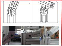 Original pivot-joint assembly drawing and installation photographs; extrusion frame not included