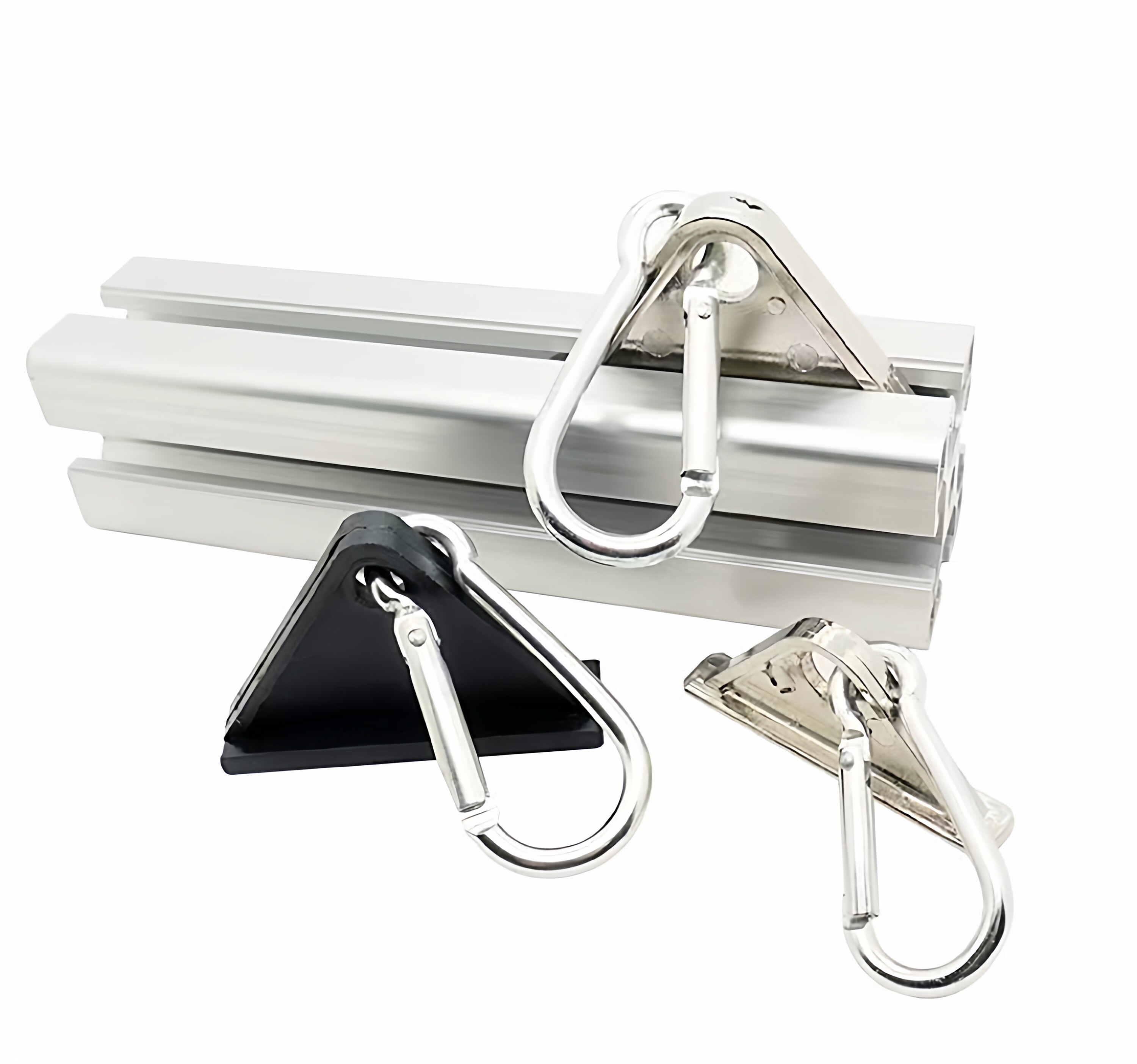 Supplied slider and clip installation photographs; extrusions not included