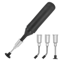 Manual vacuum pickup pen with interchangeable straight and curved tips
