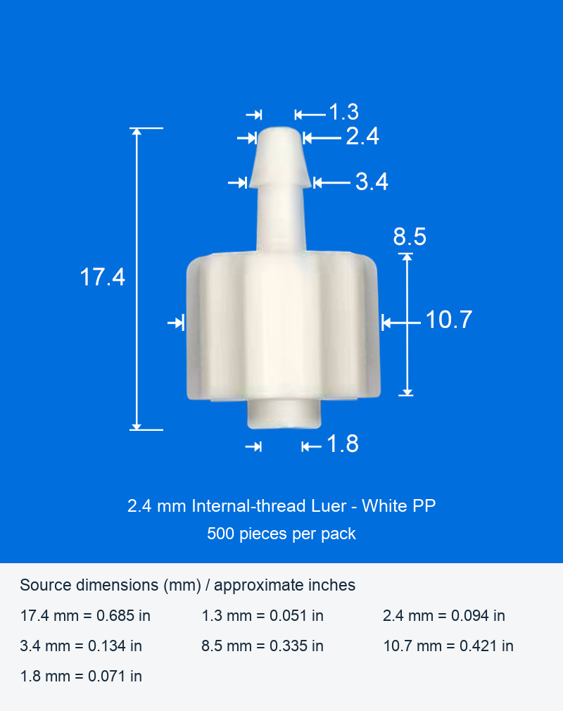PP Luer-to-Hose-Barb Connector Packs and Single Red Luer-Style Plug original product view 5