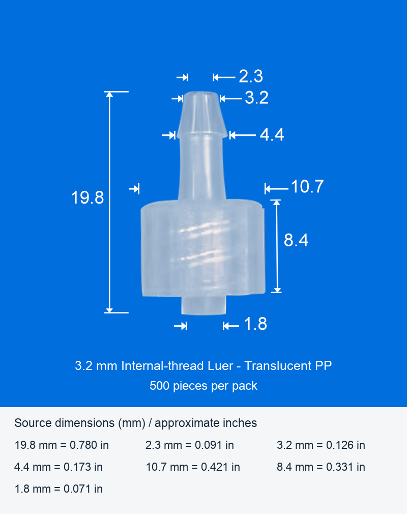 3.2 mm / Internal thread / Translucent / 500 pcs