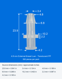 4.8 mm / External thread / Translucent / 500 pcs