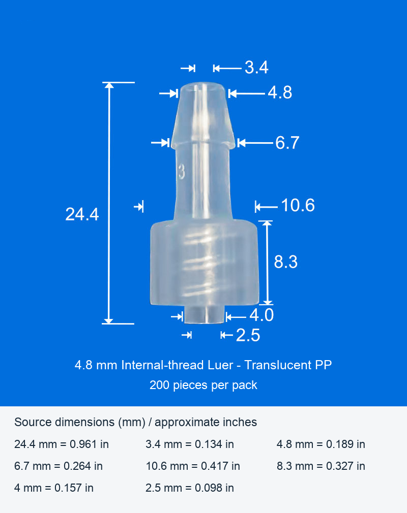 4.8 mm / Internal thread / Translucent / 200 pcs