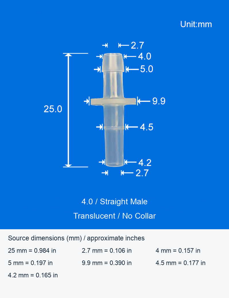 Plastic Luer-Style Straight and Elbow Connectors, With or Without Collars original product view 1