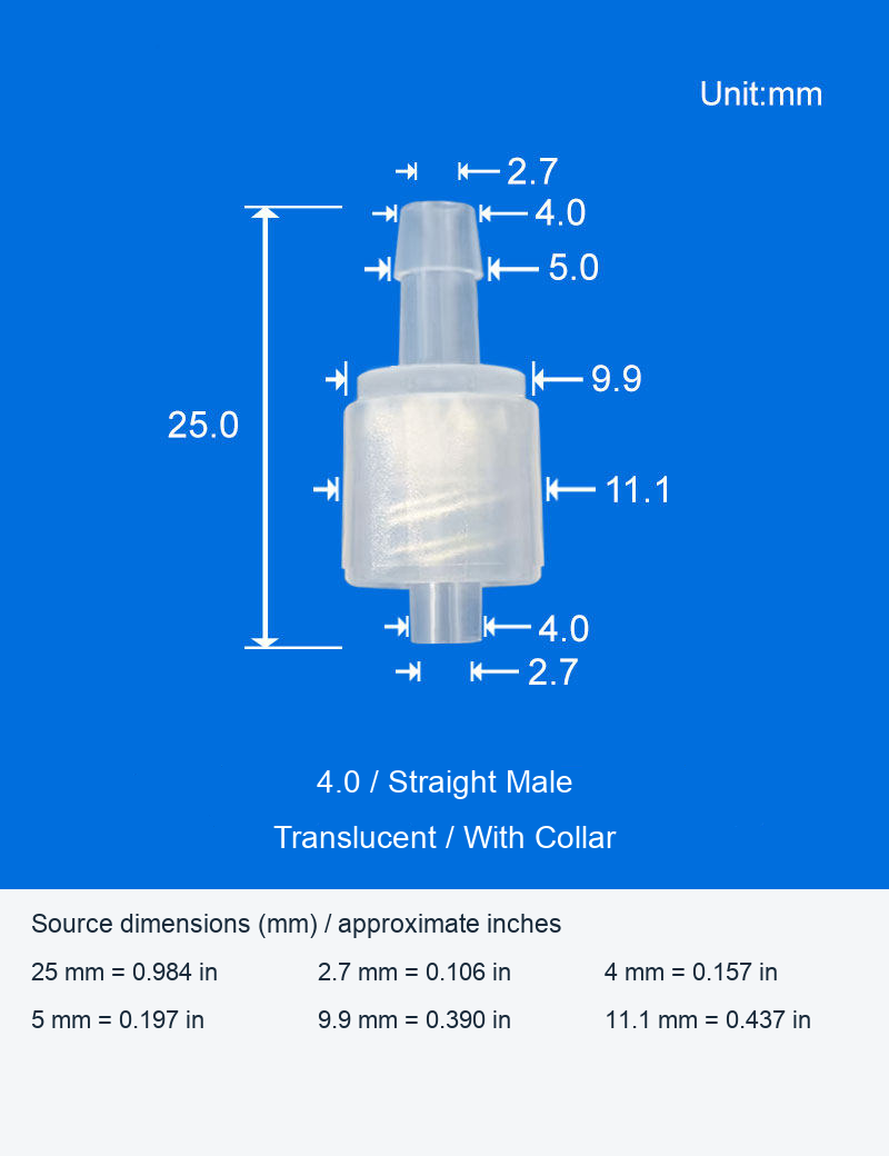 Plastic Luer-Style Straight and Elbow Connectors, With or Without Collars original product view 2