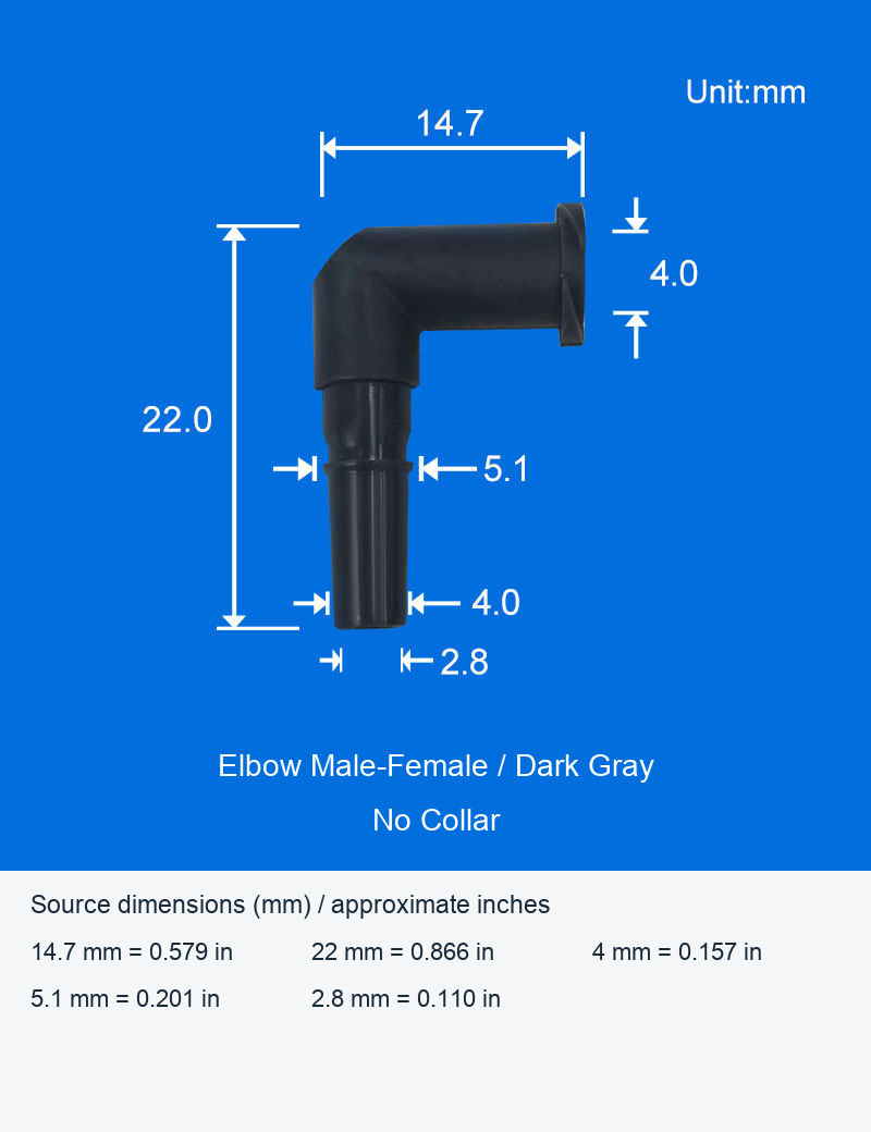 Plastic Luer-Style Straight and Elbow Connectors, With or Without Collars original product view 3