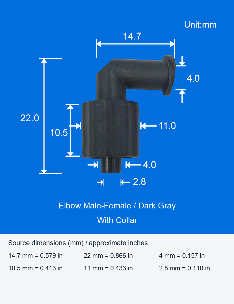 Plastic Luer-Style Straight and Elbow Connectors, With or Without Collars original product view 4