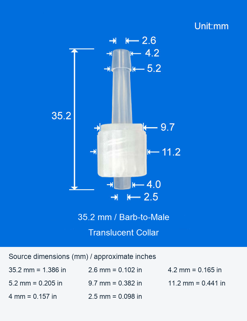 Plastic Luer-Style Straight and Elbow Connectors, With or Without Collars original product view 9