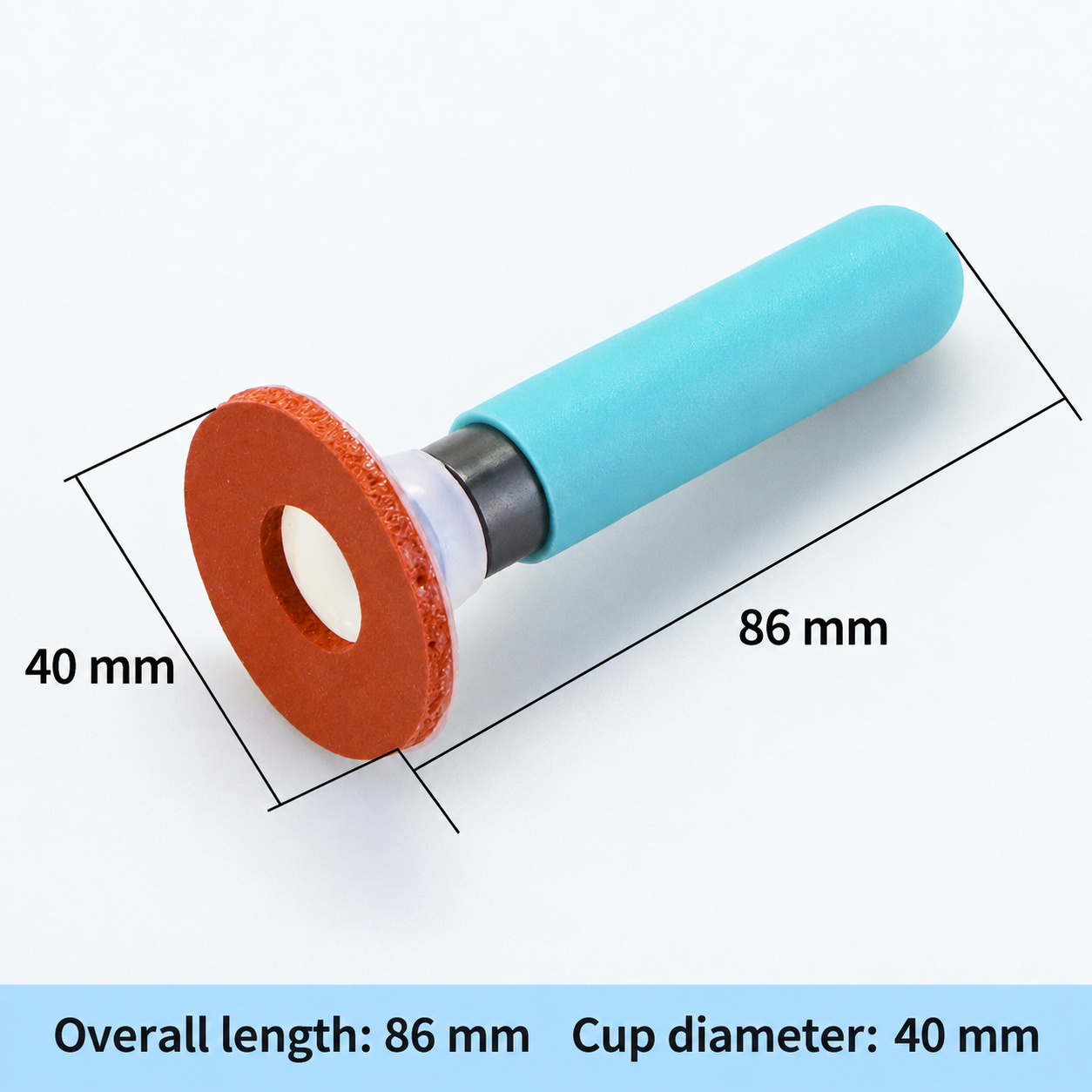 40 mm cup diameter and 86 mm overall pen length