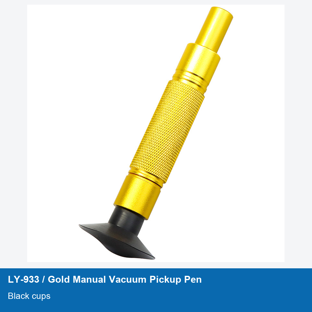 LY-933 Gold Manual Vacuum Pickup Pens, Black Cups, 8-50 mm