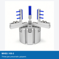 MHS3 Three-Jaw Pneumatic Grippers, K8-3 Adjustable Jaws and Bases