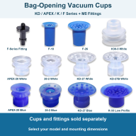 Cups de vacío para apertura de bolsas y accesorios M5, KD-27, APEX-20 y serie F