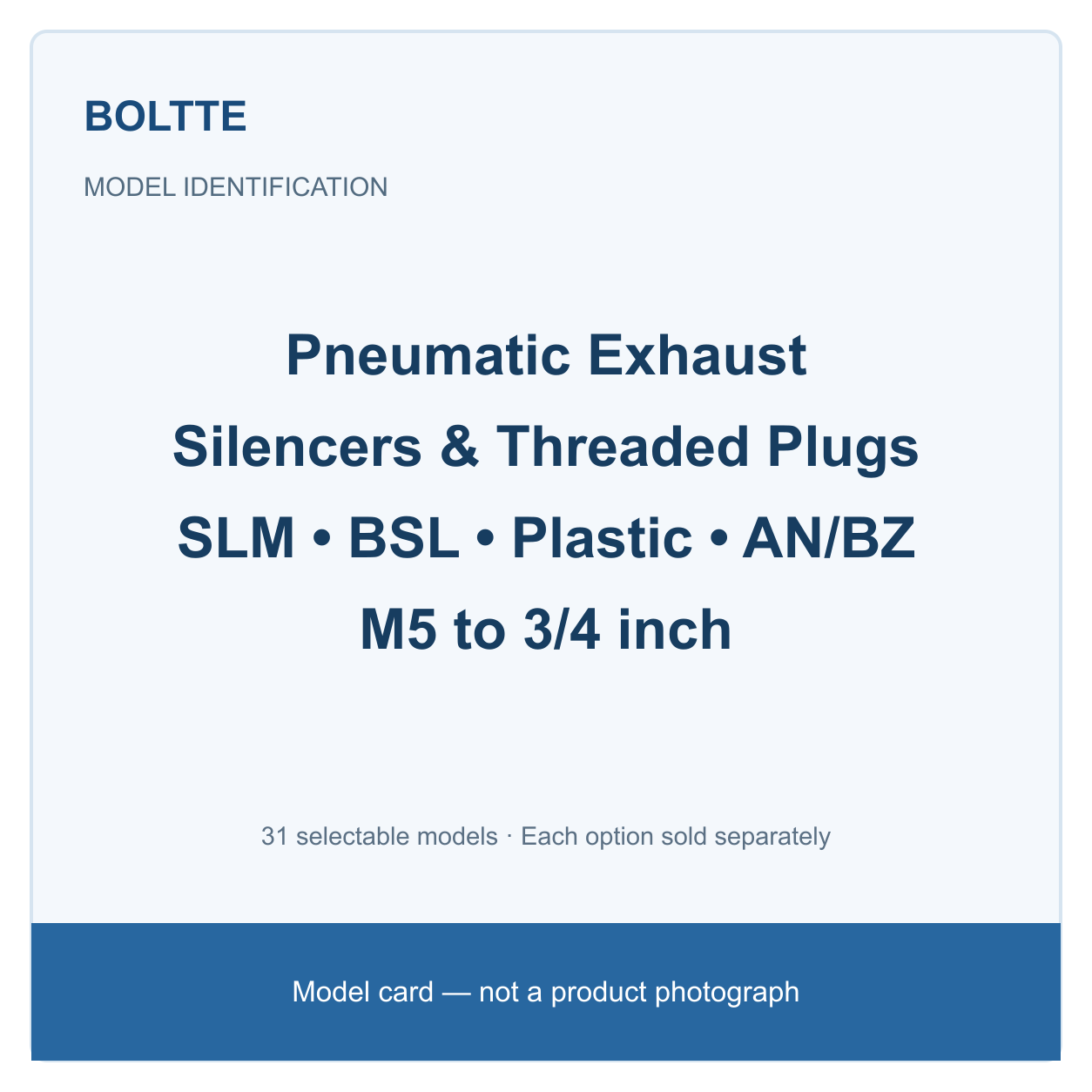Pneumatic Exhaust Silencers and Threaded Plugs, M5 to 3/4 Inch pneumatic component