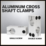 Aluminum Cross Shaft Clamps, Equal and Unequal Bore, 5-50 mm