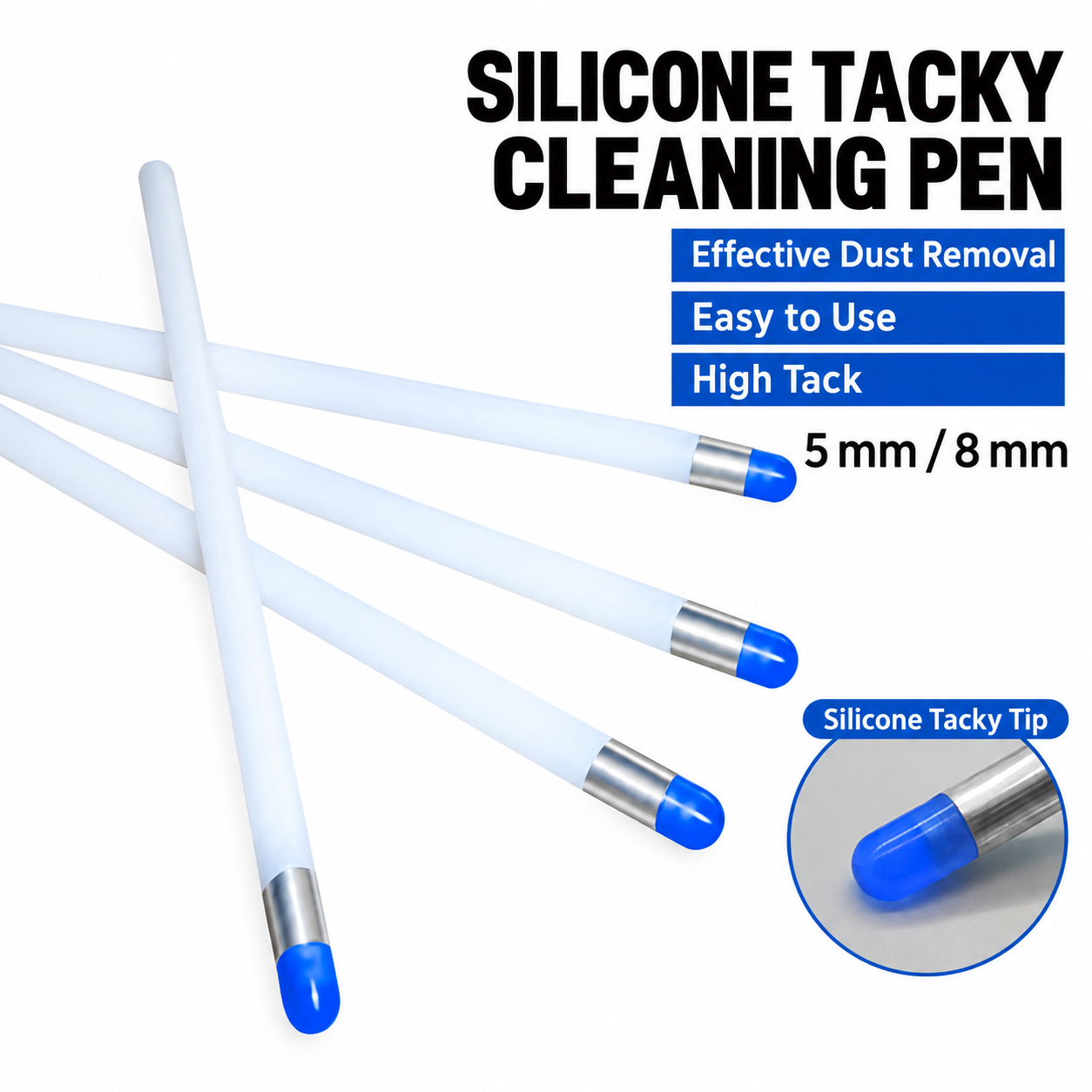 BOLTTE antistatic silicone tacky cleaning pens in 5 mm and 8 mm tip sizes