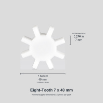Eight-tooth 7 x 40 mm / approx. 0.276 x 1.575 in (2 pcs) original nominal mm/in photograph