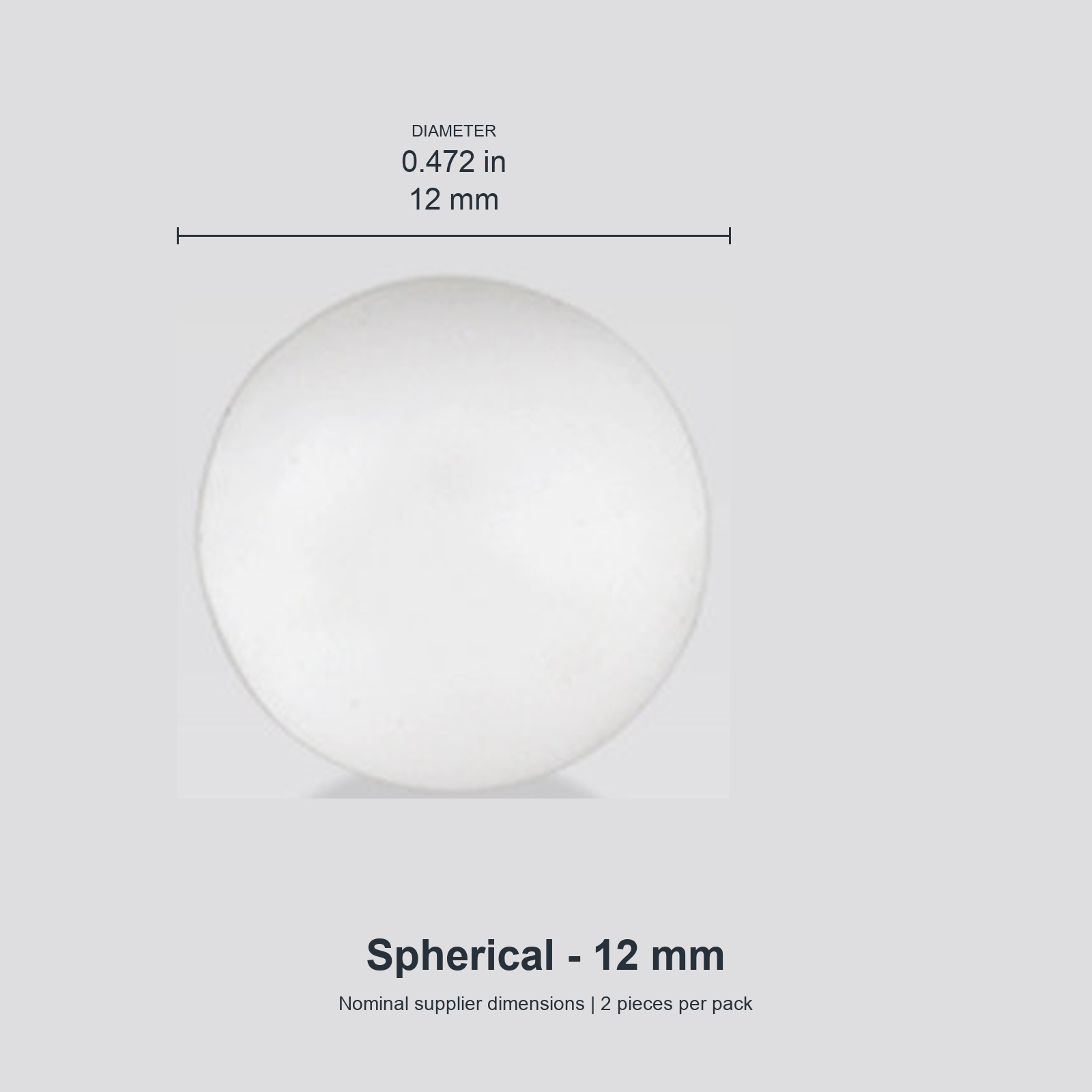Spherical Diameter 12 mm / approx. Dia. 0.472 in (2 pcs) original nominal mm/in photograph
