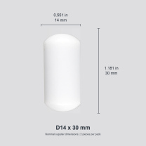 Cylindrical D14 x 30 mm / approx. 0.551 x 1.181 in (2 pcs) original nominal mm/in photograph