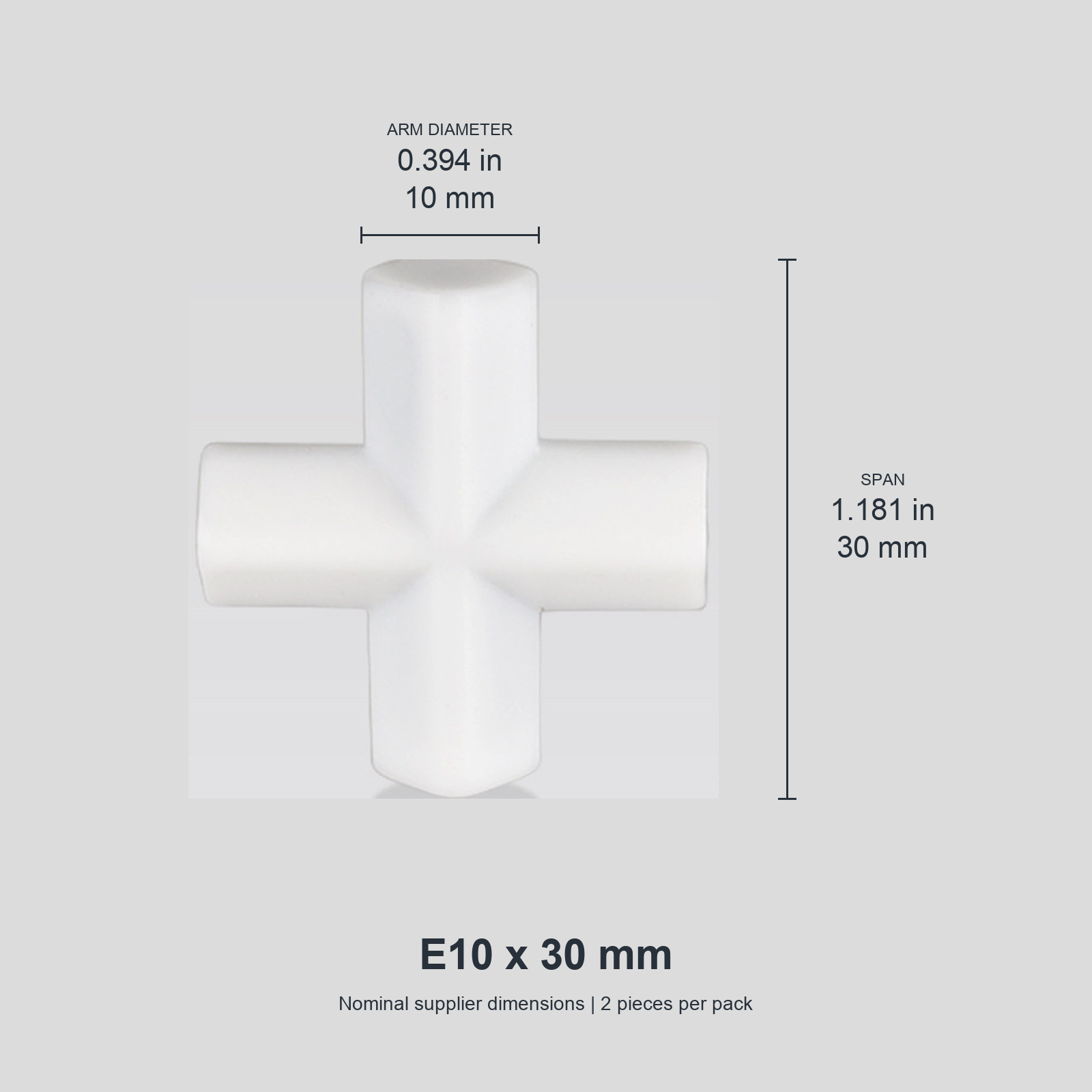 Cross E10 x 30 mm / approx. 0.394 x 1.181 in (2 pcs) original nominal mm/in photograph