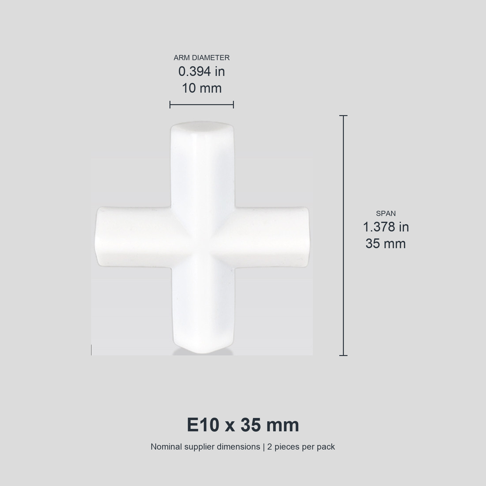 Cross E10 x 35 mm / approx. 0.394 x 1.378 in (2 pcs) original nominal mm/in photograph