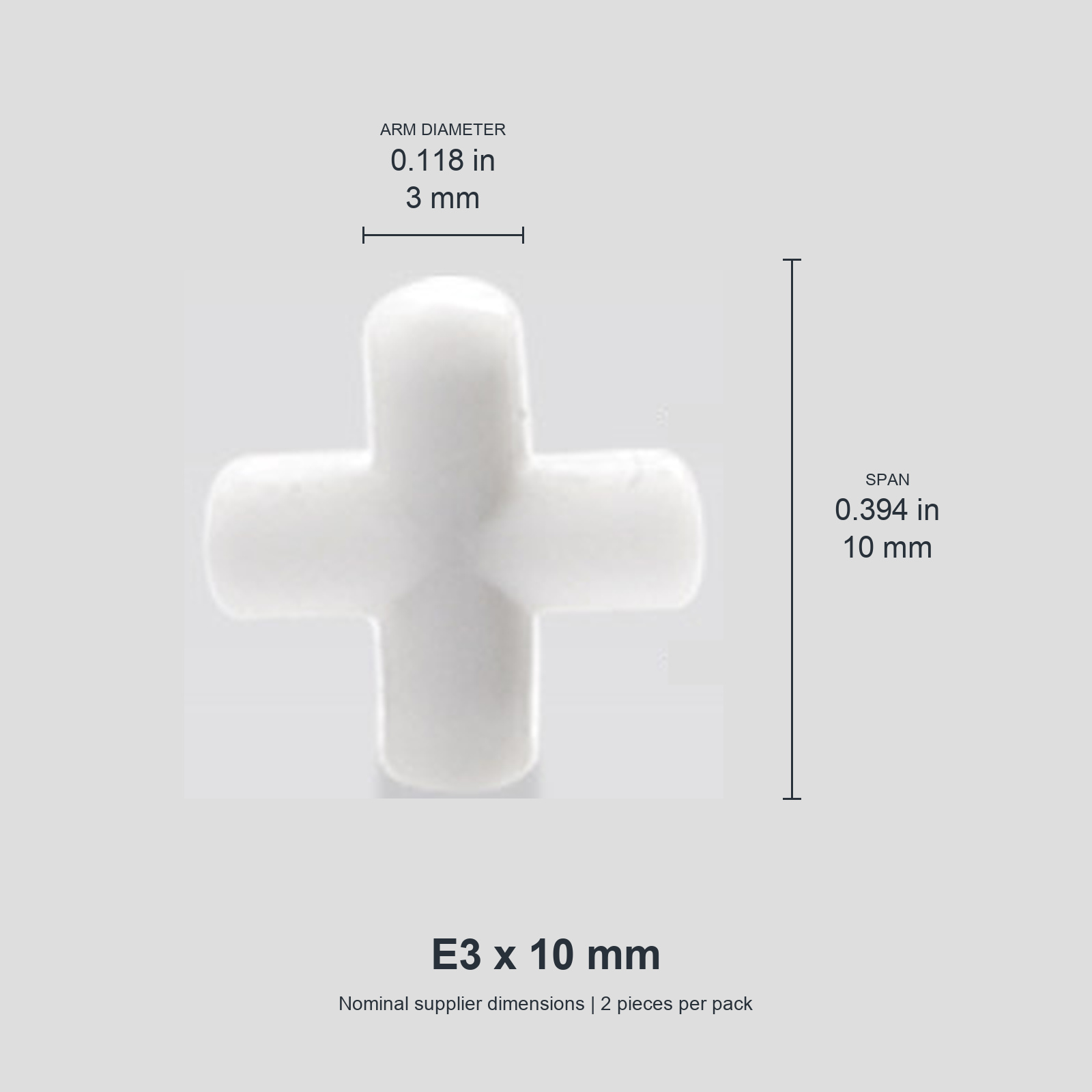 Cross E3 x 10 mm / approx. 0.118 x 0.394 in (2 pcs) original nominal mm/in photograph