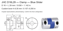 JHC D16L29 Blue / 16 × 29 mm (0.630 × 1.142 in) / Bore 4–6.35 mm (0.157–0.250 in)