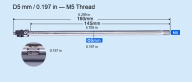 Steel Spline Nozzle Shafts, D5 / D6 mm, M5 / M6 Threads