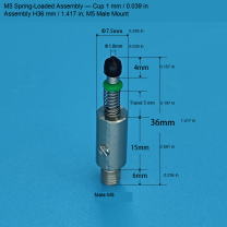 M5 Assembly — Cup 1 mm / 0.039 in, H36 mm / 1.417 in