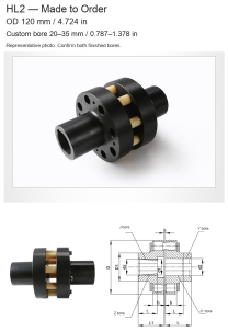 HL2 / OD 120 mm (4.724 in) / Custom Bore 20–35 mm (0.787–1.378 in)