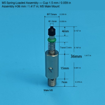 M5 Assembly — Cup 1.5 mm / 0.059 in, H36 mm / 1.417 in